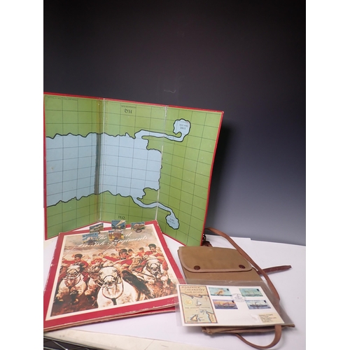 371 - The Great British Regiments Series of mounted Cap Badges, Tri-Tactics Game with board and a Map Case