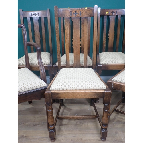 373 - A Georgian mahogany Elbow Chair and four oak Dining Chairs