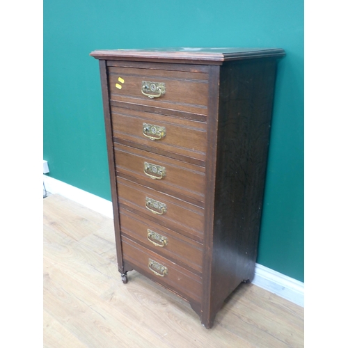 383 - An Edwardian oak Chest of six drawers 3ft 4in H x 1ft 10in W