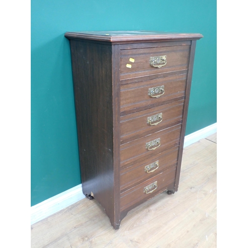 383 - An Edwardian oak Chest of six drawers 3ft 4in H x 1ft 10in W