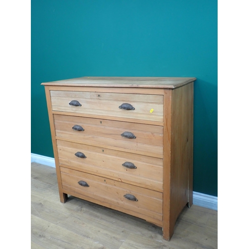 386 - A Victorian pine Chest of four long graduated drawers 3ft 3in W x 3ft 3in H