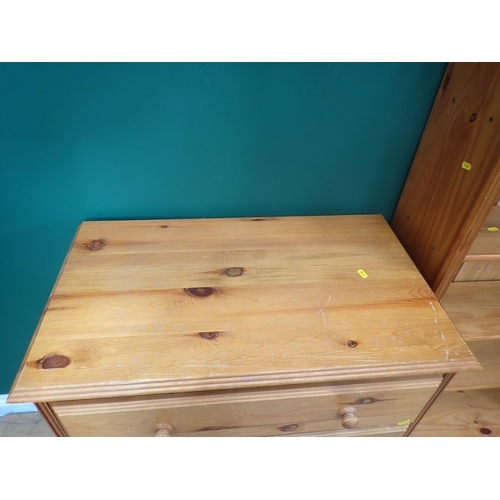 388 - A modern pine Chest of drawers 2ft 11in H x 2ft 7in W and an open Bookcase 4ft 8in H x 2ft 9in W