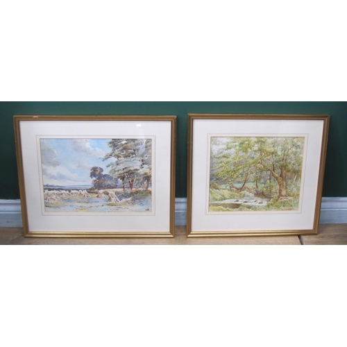 403 - MARY CLARKE. 'By a Stream', signed, watercolour, 16½  x 21in; two watercolours by Paul Bartram depic... 