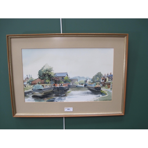 405 - HARRY SHELDON FRSA. The Canal, Berkhamsted; and The High Street, Berkhamsted, signed, watercolour, 1... 