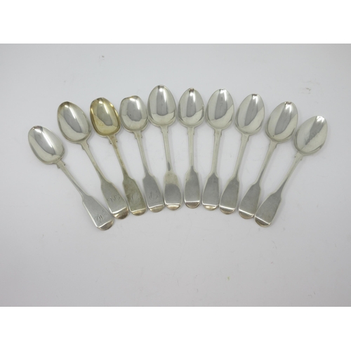 41 - Ten 19th Century silver Teaspoons, fiddle pattern, various dates