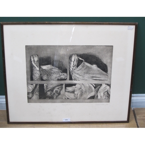 415 - ROSALIND WHITMAN. 'Making the Bed', etching, artist's proof, pencil signed and dated 1984 in the low... 