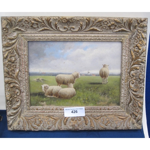 426 - Attributed to WILLIAM SIDNEY COOPER. Sheep in a meadow, oil on board, 6 x 8in; together with a selec... 