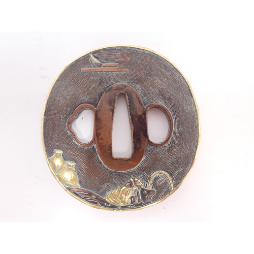 1455 - A pair of 19th Century British Army brass shoulder Epaulettes and a Japanese sword Tsuba