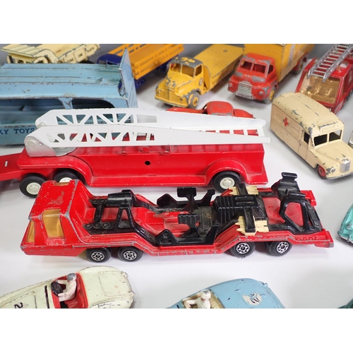 548 - A box of unboxed playworn Dinky Toys and other diecast Vehicles including Heinz Bedford Lorry