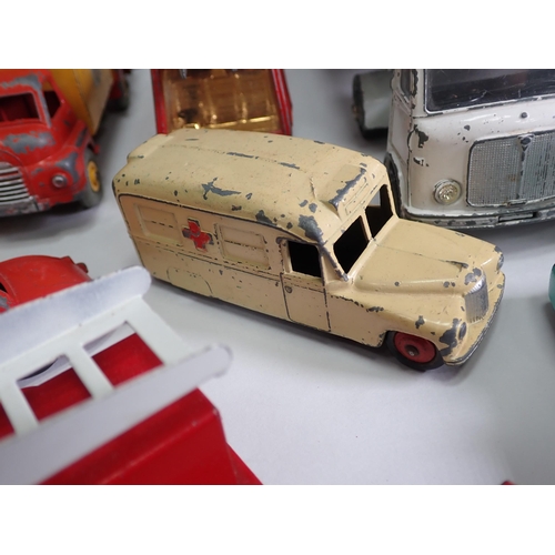 548 - A box of unboxed playworn Dinky Toys and other diecast Vehicles including Heinz Bedford Lorry