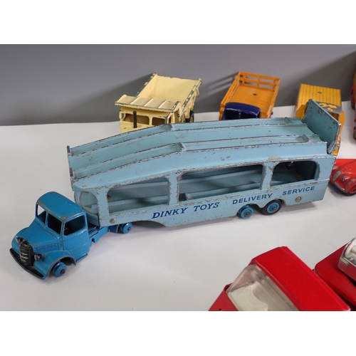 548 - A box of unboxed playworn Dinky Toys and other diecast Vehicles including Heinz Bedford Lorry