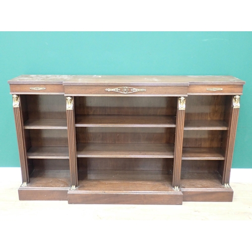 557 - A mahogany Breakfront Bookcase in the Empire style  with three bays of adjustable shelves 4ft 6in W ... 