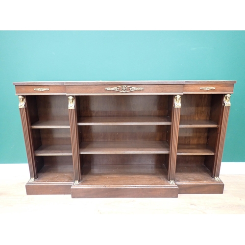 557 - A mahogany Breakfront Bookcase in the Empire style  with three bays of adjustable shelves 4ft 6in W ... 