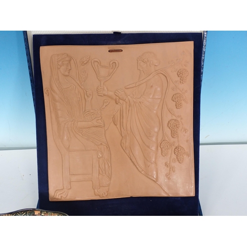 583 - A relief moulded Tile of a Pagan Goddess A/F, a Royal Doulton Queen Elizabeth Bowl and a relief moul... 