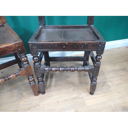 604 - Two 17th Century and later oak Derbyshire Chairs