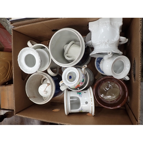 607 - Three boxes of Pots, Mixing Bowl, Toast Racks,etc.