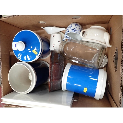 607 - Three boxes of Pots, Mixing Bowl, Toast Racks,etc.