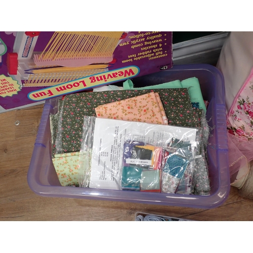 609 - A Weaving Loom Kit and a box and bag of Knitting items