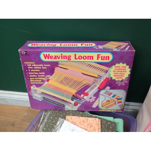 609 - A Weaving Loom Kit and a box and bag of Knitting items