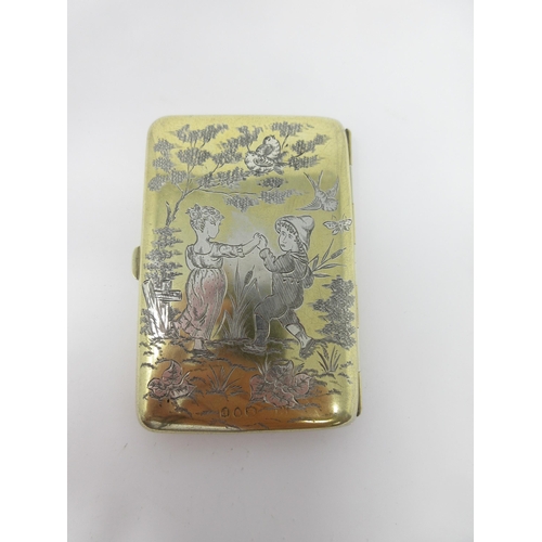 61 - A Victorian silver-gilt Card Case, finely engraved scenes of children in rural landscape, in the sty... 