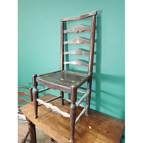 610 - A 19th Century mahogany bow fronted Side Table on turned supports 3ft 3in W x 2ft 6in H and three co... 