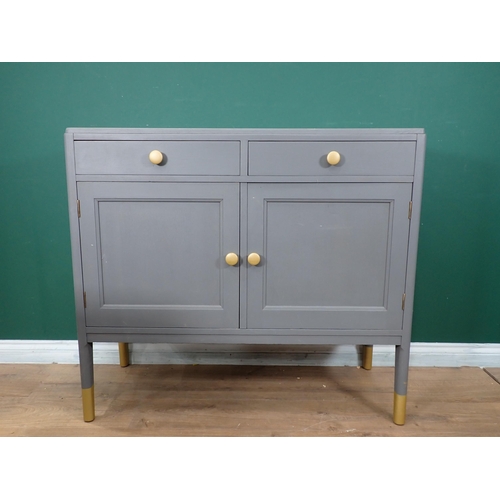 614 - A grey painted Sideboard fitted two drawers and pair of cupboard doors 3ft 6in W x 3ft 2in H