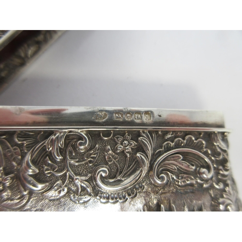 62 - A Victorian silver castle top Card Case decorated Windsor Castle, floral and leafage scroll surmount... 