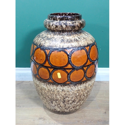 658 - A large West German lava Vase with two bands of circles, 20in H