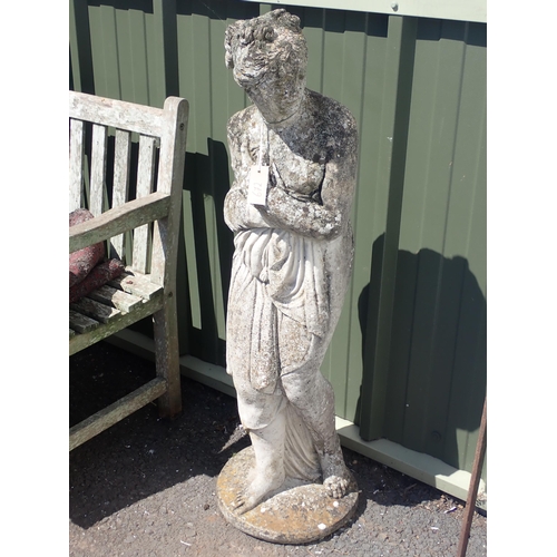 672 - A weathered garden Statue of a Lady, 3ft 10in H