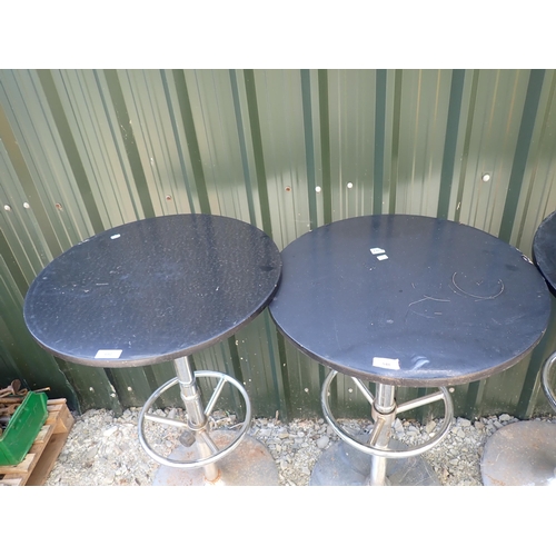 682 - Four circular garden Pub Tables, A/F, 3ft 3in H