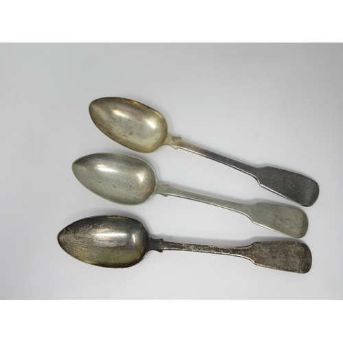 69 - A pair of George III silver Table Spoons, fiddle pattern, London 1817, and another, Exeter 1839