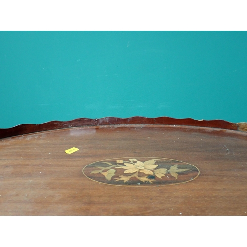 701 - A 19th Century Carter's mahogany Reading Stand, a mahogany and inlaid oval Tray A/F and a Bar Stool