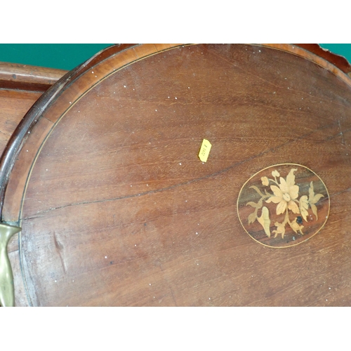 701 - A 19th Century Carter's mahogany Reading Stand, a mahogany and inlaid oval Tray A/F and a Bar Stool