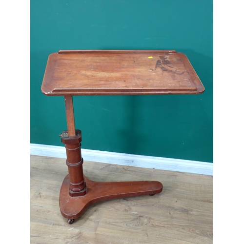 701 - A 19th Century Carter's mahogany Reading Stand, a mahogany and inlaid oval Tray A/F and a Bar Stool