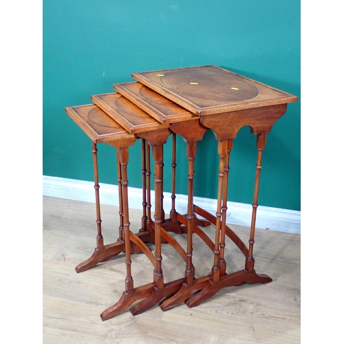 702 - A mahogany quartetto Nest of Tables 2ft 4in H x 1ft 8in W