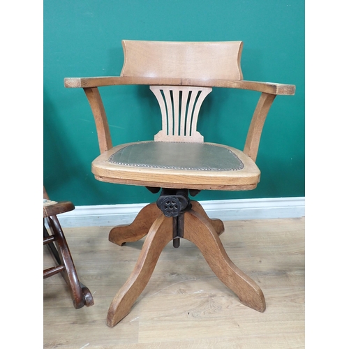 703 - An ash swivel Office Chair and a mahogany Folding Chair