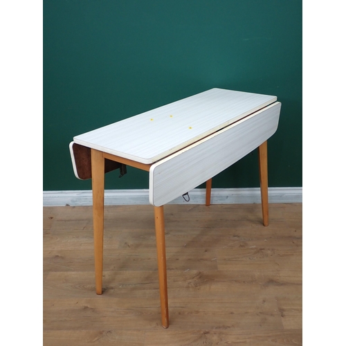 714 - A formica topped drop leaf Kitchen Table 3ft 5in W x 2ft 5in H