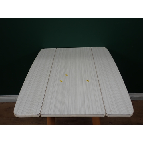 714 - A formica topped drop leaf Kitchen Table 3ft 5in W x 2ft 5in H