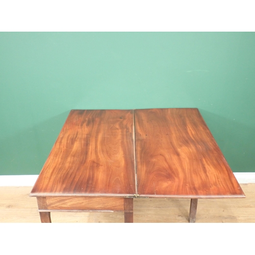 718 - A 19th Century mahogany fold over Tea Table on chamfered supports 3ft 4in W x 2ft 5in H