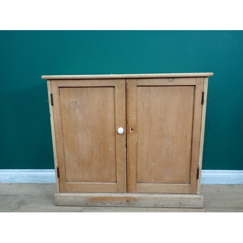 728 - An antique pine two door Cupboard 3ft W x 2ft 7in H