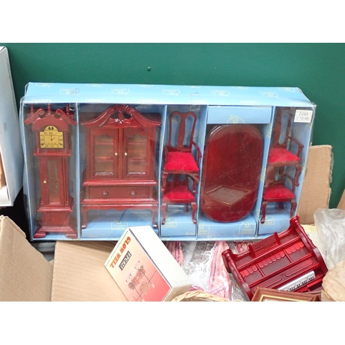 730 - Three boxes of modern Doll's House Furniture