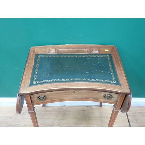 732 - An Edwardian mahogany and inlaid dropleaf Ladies Writing Desk with leather inset top and recessed in... 