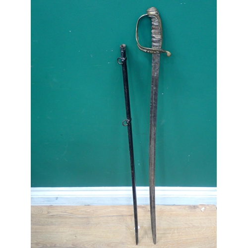 736 - A Victorian British Army Officer's Sword in metal scabbard A/F