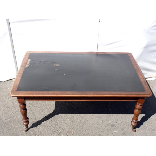 739 - A 19th Century mahogany Library Table with leather inset top mounted on turned supports 5ft 11in W x... 