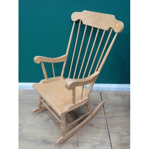 761 - A beech Rocking Chair and two Edwardian Nursing Chairs