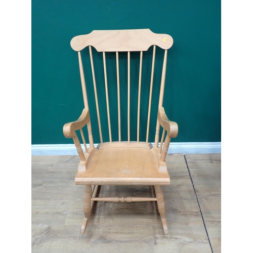 761 - A beech Rocking Chair and two Edwardian Nursing Chairs