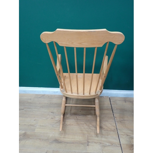 761 - A beech Rocking Chair and two Edwardian Nursing Chairs