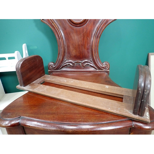 769 - A Victorian mahogany Hall Seat, a child's rush seated Elbow Chair, a cane panelled Folding Chair, a ... 