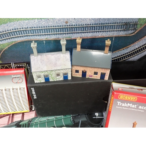 774 - A boxed Hornby OO gauge flying Scotsman set c/w a layout with track, 6ft x 4ft