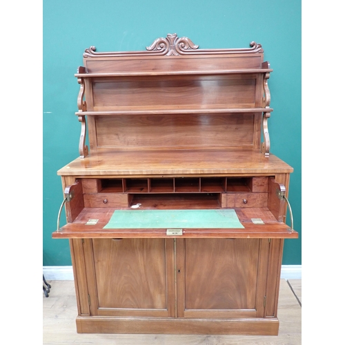 788 - A Victorian mahogany Secretaire Chiffonier with raised shelved back, fitted secretaire drawer above ... 